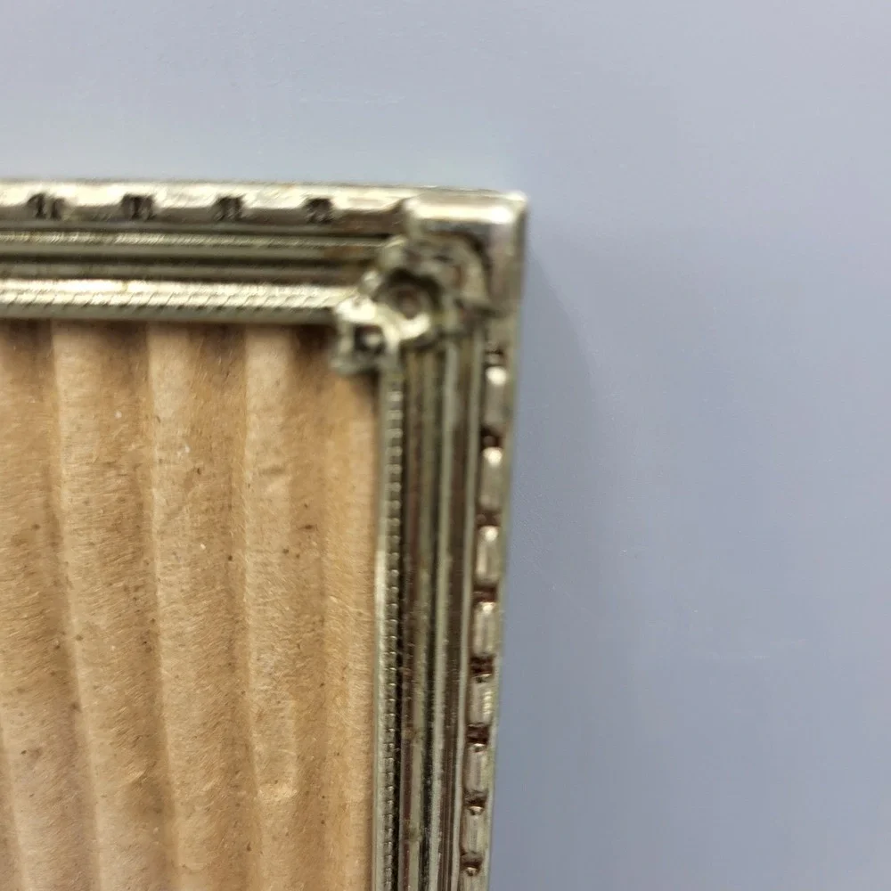 Vintage Picture Frame Ornate Beaded Floral Corner Metal Gold Tone 8